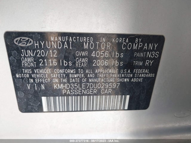 2013 HYUNDAI ELANTRA GT VIN: KMHD35LE7DU029597