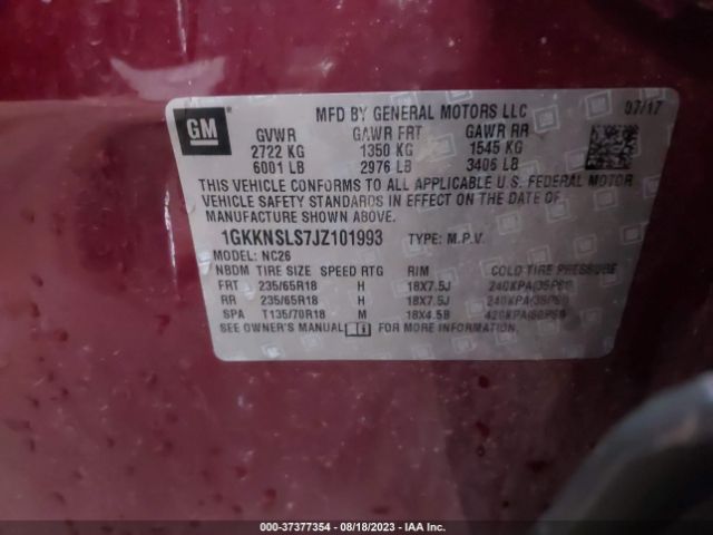 1GKKNSLS7JZ101993 GMC ACADIA SLE