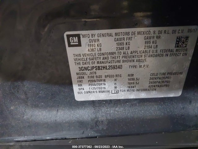 Chevrolet Trax Lt 2017 3GNCJPSB2HL259340 Image 9