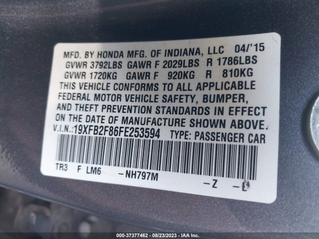 Honda Civic Sedan Ex 2015 19XFB2F86FE253594 Image 16