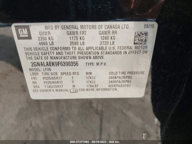 Chevrolet EQUINOX LS 2015 2GNALAEK9F6390356 Image 10