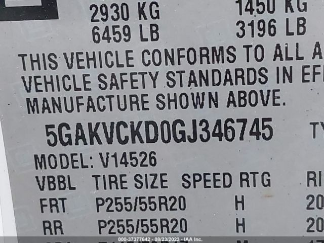 5GAKVCKD0GJ346745 Buick Enclave Premium