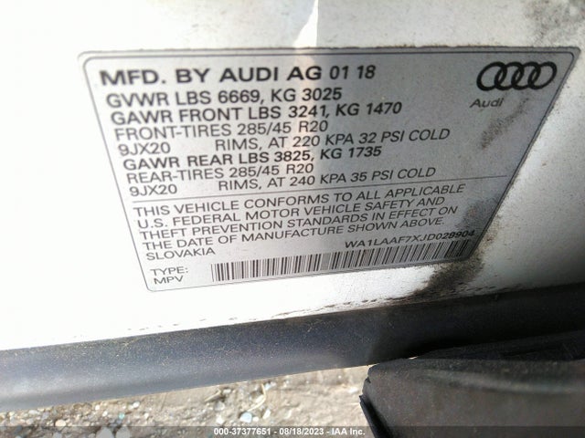 WA1LAAF7XJD029904 Audi Q7 Premium Plus