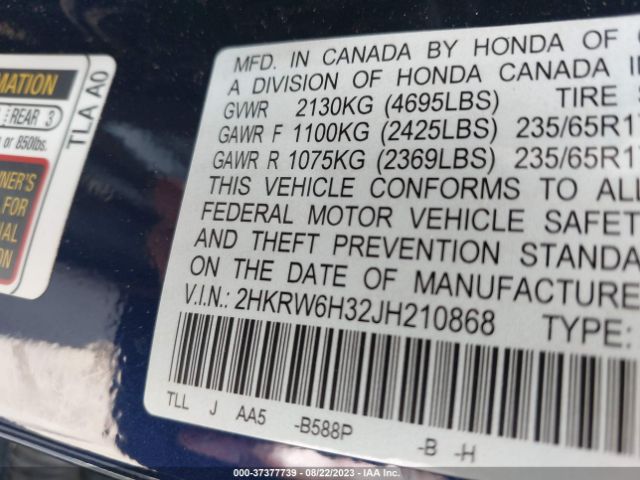 2HKRW6H32JH210868 Honda CR-V LX