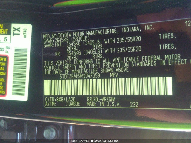 Toyota Highlander Platinum 2021 5TDFZRAH9MS047359 Image 9