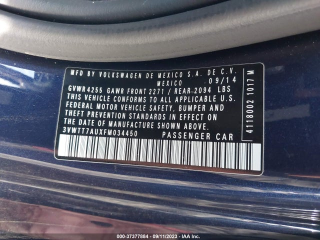 3VWTT7AUXFM034450 Volkswagen Golf Gti Se