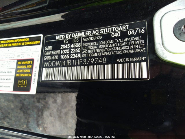 2017 MERCEDES-BENZ C-CLASS C 300 VIN: WDDWJ4JB1HF379748