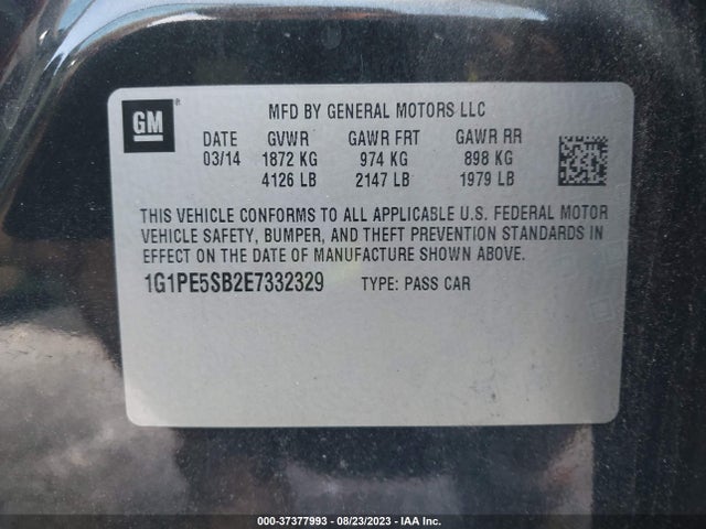 Chevrolet Cruze 2lt 2014 1G1PE5SB2E7332329 Image 9
