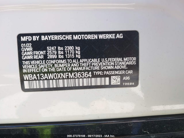 WBA13AW0XNFM36364 BMW 4 Series M440i Xdrive