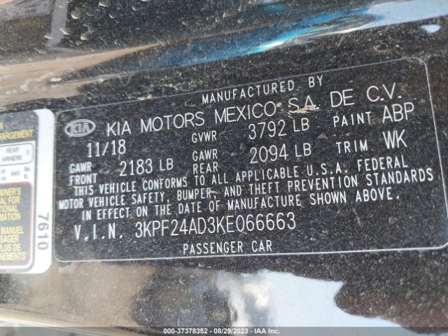3KPF24AD3KE066663 KIA Forte Lxs