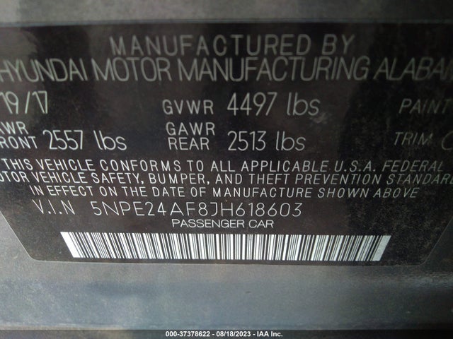Hyundai SONATA SE 2018 5NPE24AF8JH618603 Image 9