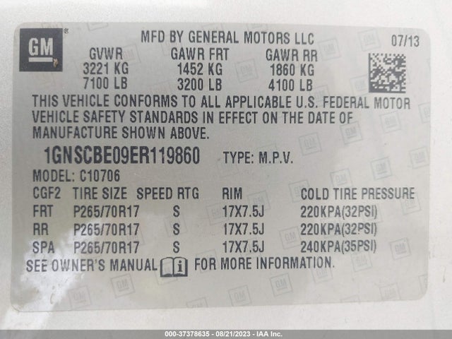 Chevrolet Tahoe Lt 2014 1GNSCBE09ER119860 Image 9