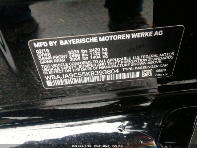 WBAJA9C55KB393804 BMW 5 Series 530e Iperformance