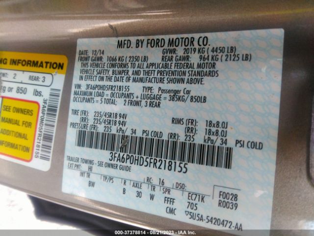 3FA6P0HD5FR218155 Ford FUSION SE