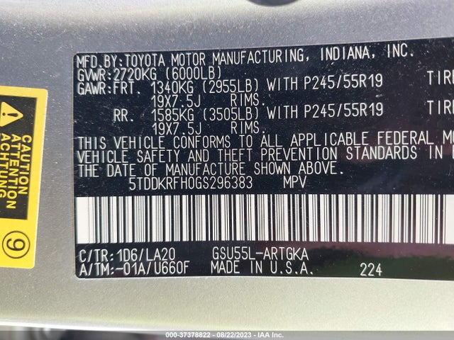 Toyota Highlander Limited 2016 5TDDKRFH0GS296383 Image 16
