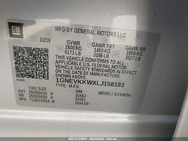 Chevrolet Traverse Premier 2020 1GNEVKKWXLJ158193 Image 9
