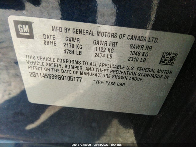 Chevrolet IMPALA LTZ 2016 2G1145S36G9105177 Image 14