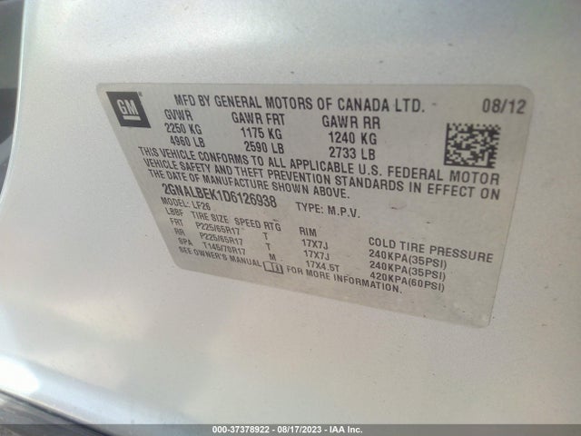 2013 CHEVROLET EQUINOX LS VIN: 2GNALBEK1D6126938