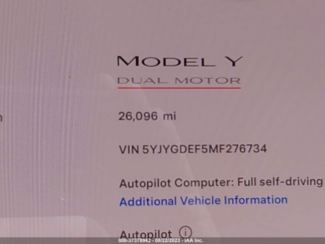 5YJYGDEF5MF276734 Tesla Model Y Performance
