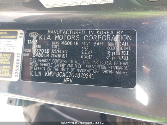 2016 KIA SPORTAGE LX VIN: KNDPBCAC7G7879341