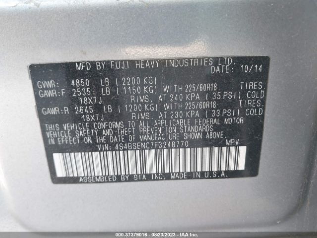 4S4BSENC7F3248770 Subaru Outback 3.6r Limited