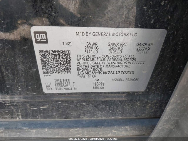 Chevrolet Traverse Lt Leather 2021 1GNEVHKW7MJ270230 Image 9
