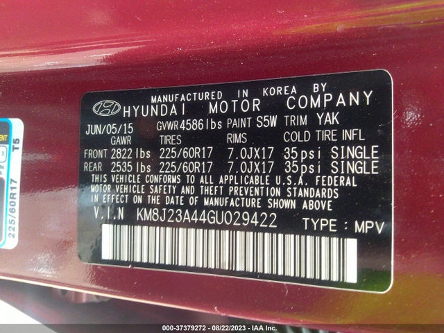 Hyundai TUCSON SE 2016 KM8J23A44GU029422 Image 9