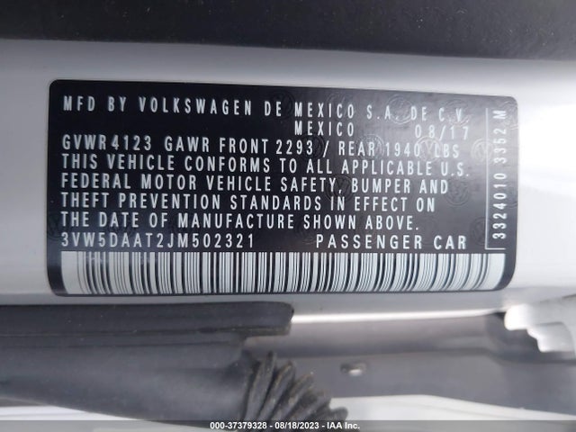 2018 Volkswagen Beetle, VIN: 3VW5DAAT2JM502321