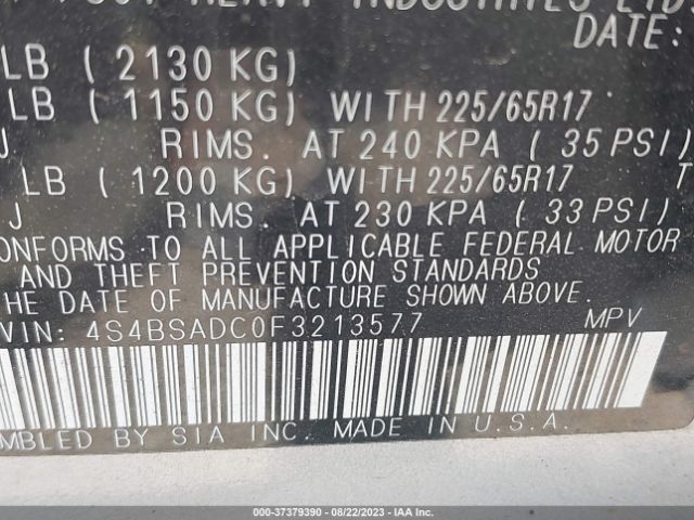 4S4BSADC0F3213577 Subaru Outback 2.5i Premium