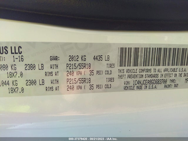 1C4NJCEA9GD683700 Jeep Compass High Altitude Edition