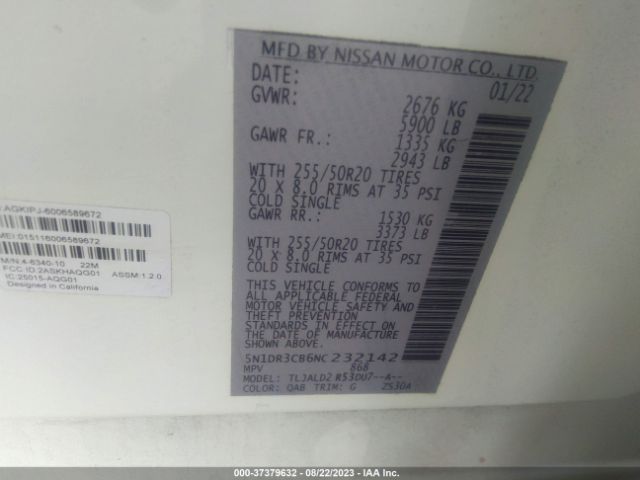 5N1DR3CB6NC232142 Nissan Pathfinder Sl