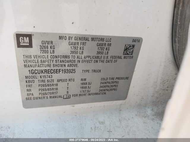 Chevrolet Silverado 1500 1lt 2014 1GCUKREC6EF193925 Image 9
