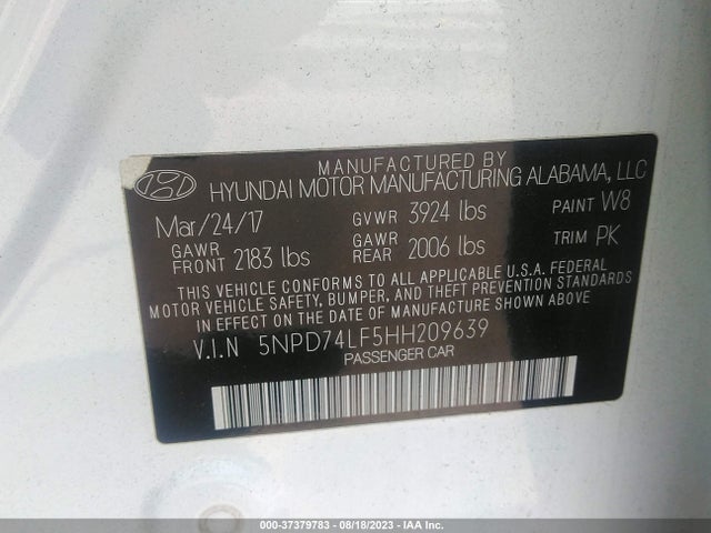 Hyundai ELANTRA SE 2017 5NPD74LF5HH209639 Image 15