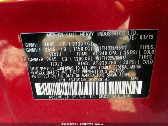 4S4BSAHC1F3289545 Subaru Outback 2.5i Premium