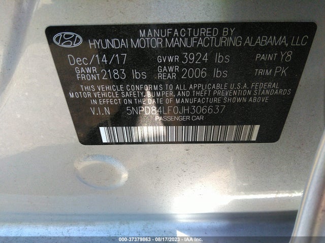 Hyundai ELANTRA SEL 2018 5NPD84LF0JH306637 Image 15