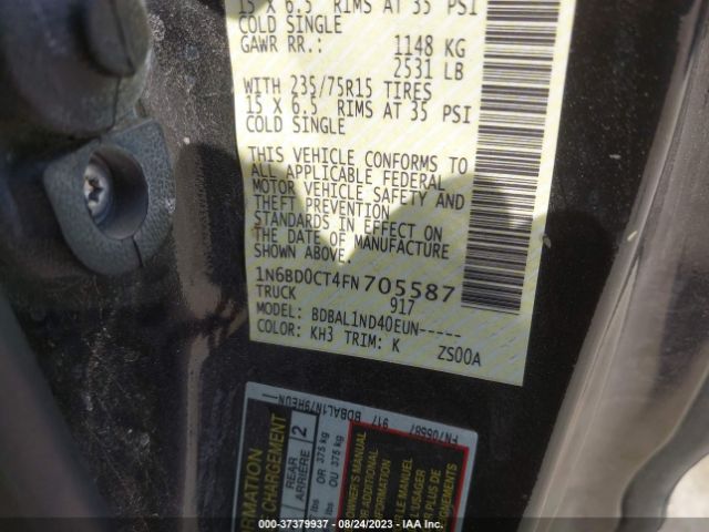 1N6BD0CT4FN705587 Nissan Frontier S/sv