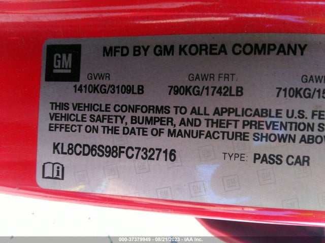Chevrolet Spark Lt 2015 KL8CD6S98FC732716 Image 10