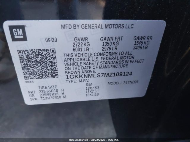 1GKKNMLS7MZ109124 GMC ACADIA SLT