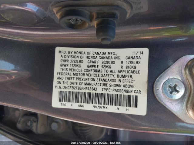 2HGFB2F86FH512543 Honda Civic Sedan Ex