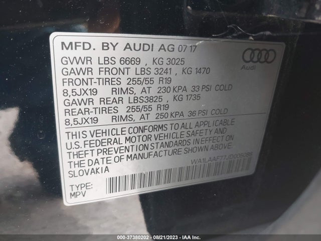 WA1LAAF77JD005088 Audi Q7 Premium Plus