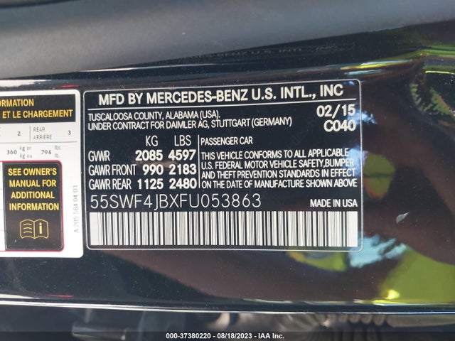 55SWF4JBXFU053863 Mercedes-Benz C-class C 300