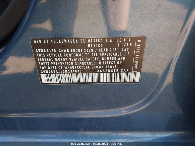 3VW267AJ1GM274075 Volkswagen Jetta Sedan 1.4t S W/technology