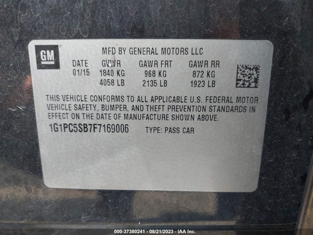 Chevrolet CRUZE LT 2015 1G1PC5SB7F7169006 Image 9