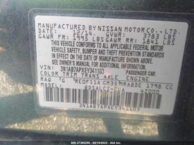 3N1AB7APXEY341103 Nissan Sentra Fe+ S