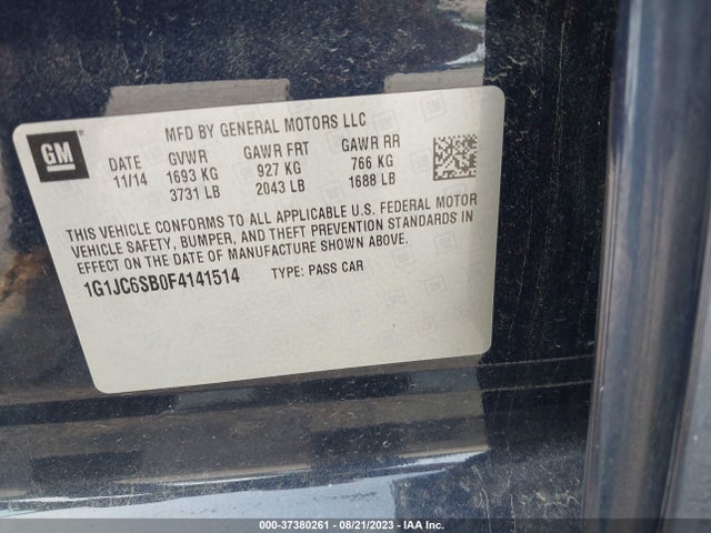 Chevrolet SONIC LT 2015 1G1JC6SB0F4141514 Image 9