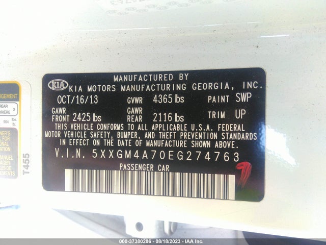 KIA Optima Lx 2014 5XXGM4A70EG274763 Image 9