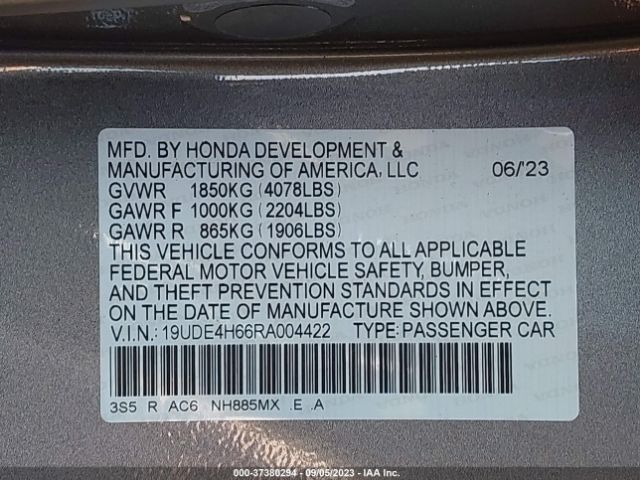 19UDE4H66RA004422 Acura Integra W/a-spec Tech Package