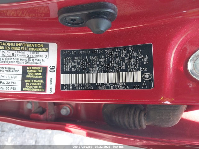 Toyota Corolla L/le/s/s Plus/le Plus 2015 2T1BURHE3FC323104 Image 9