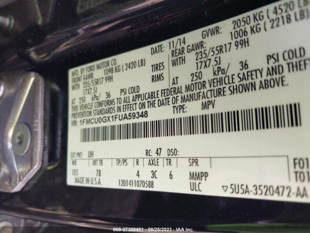1FMCU0GX1FUA59348 Ford ESCAPE SE