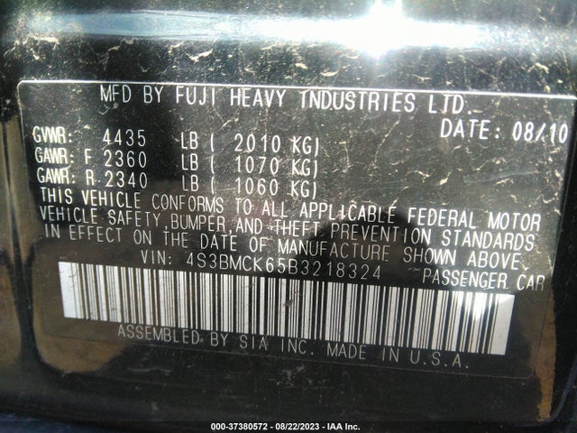 2011 SUBARU LEGACY 2.5I LTD PWR MOON VIN: 4S3BMCK65B3218324